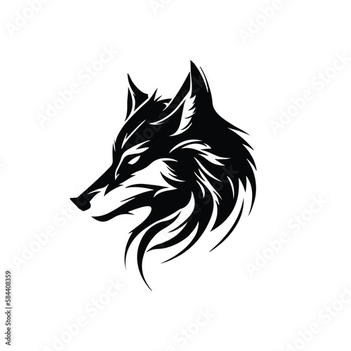 wolf head silhouette  wolf minimal black logo design