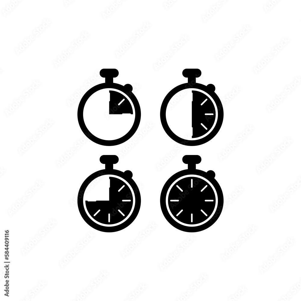 Set Stopwatch icon isolated on transparent background Set Stopwatch icon isolated on transparent background