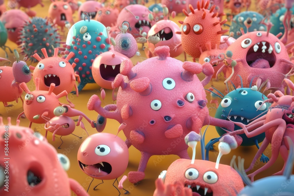 Fototapeta premium Hungry Bacteria Generative AI