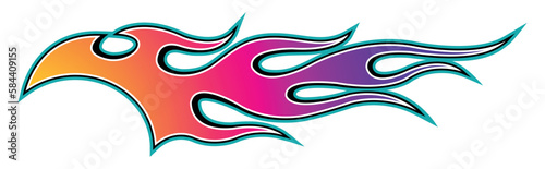 Fire flames racing car decal vector art graphic. Burning tire and flame sports car body side vinyl decal. Side speed decoration for cars, auto, truck, boat, suv, motorcycle.
