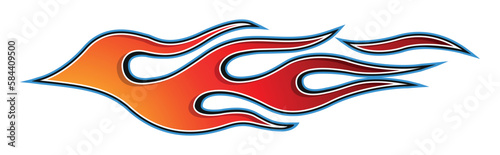 Burning tires and flames car decal vinyl sticker. Racing car tribal fire flames vector art graphic.