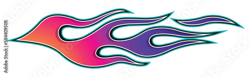 Fire flames racing car decal vector art graphic. Burning tire and flame sports car body side vinyl decal. Side speed decoration for cars, auto, truck, boat, suv, motorcycle.