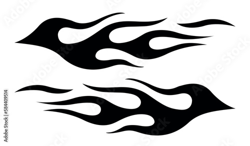 Abstract black silhouette fire flames tattoo vector art graphic. Tribal lame car vinyl decal and airbrush stencil.