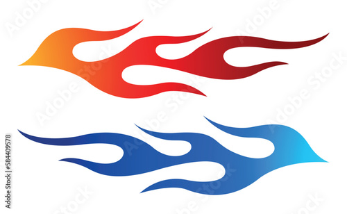 Tribal fire flame race car body side vinyl sticker vector eps art image file. Burning tires and flames sport car decal. Side speed decoration for cars, auto, truck, boat, suv, motorcycle.