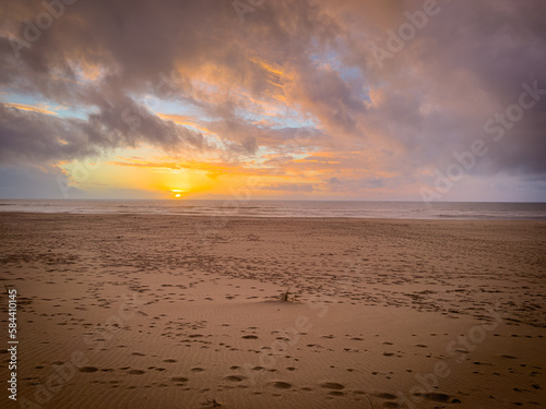 Landscape of sunset in Torreira beach, Murtosa. Aveiro, Portugal. photo