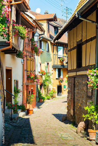 Village of Eguisheim Traditional french houses, Eguisheim, France