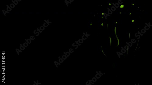 Animation of green gas on a black screen. Foul odor concept. Cartoon fart effect in 4k with alpha channel.