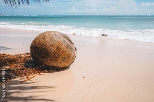 coconut on the beach, generative AI