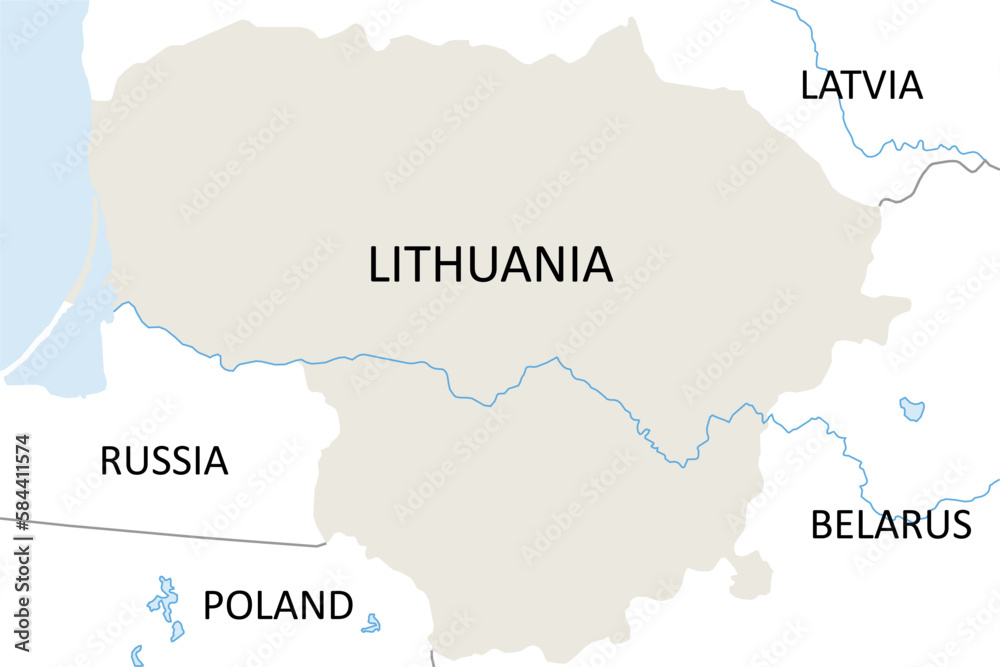 high detailed vector map of Lithuania