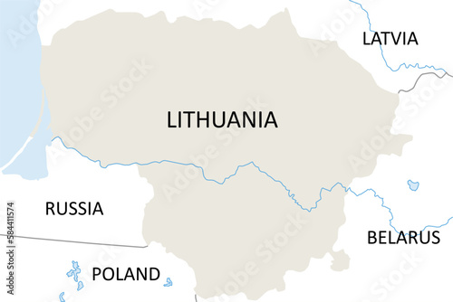 high detailed vector map of Lithuania