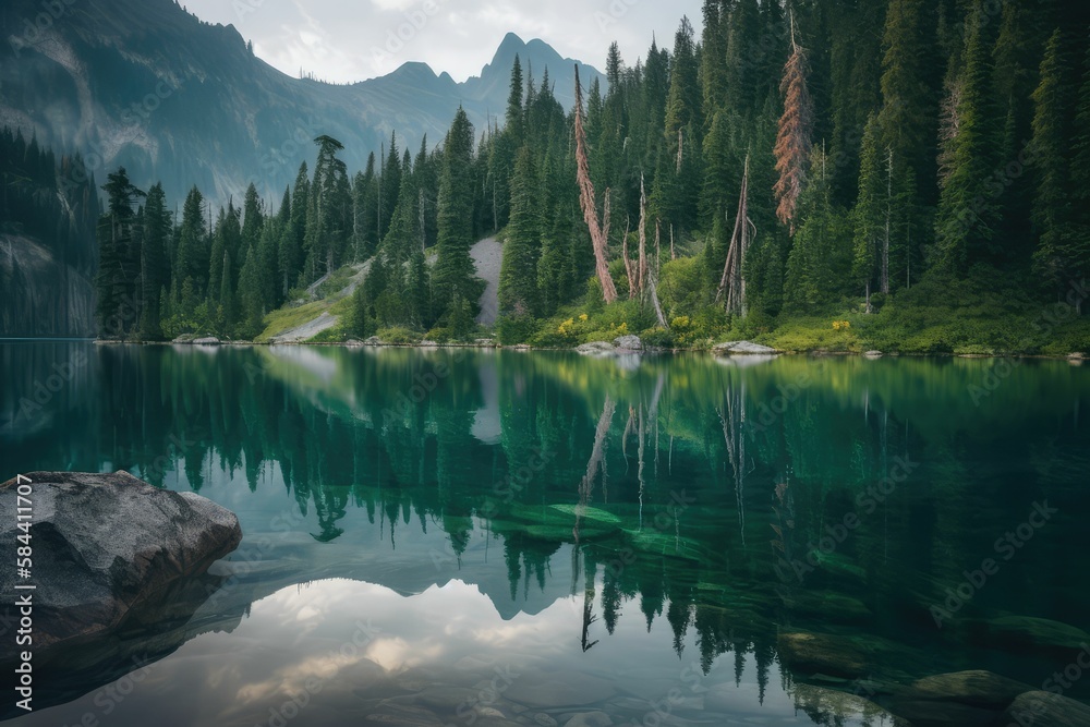 lake and mountains, generative AI