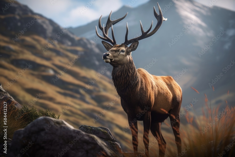 Fototapeta premium Monarch Of The Glen. AI generated