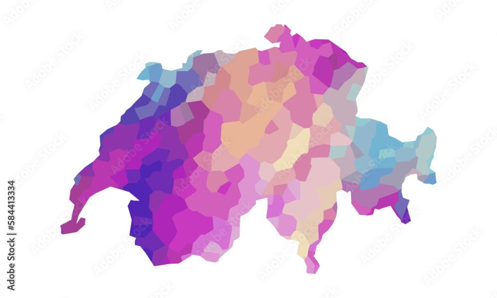 Switzerland colorful vector map silhouette
