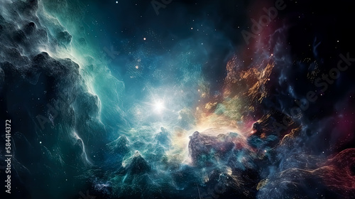 Nebula and galaxies in space. Abstract cosmos. - Generative Ai. - astronomy, universe, stars, cosmic, celestial, science, exploration, infinite, vast, ethereal, mysterious, otherworldly, surreal.
