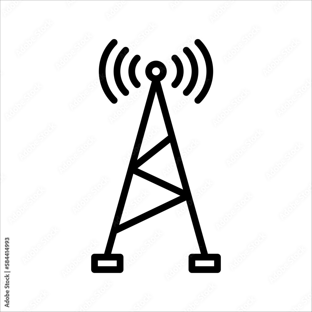 Antenna tower icon in flat style. Broadcasting vector illustration on white background. Wifi business concept.