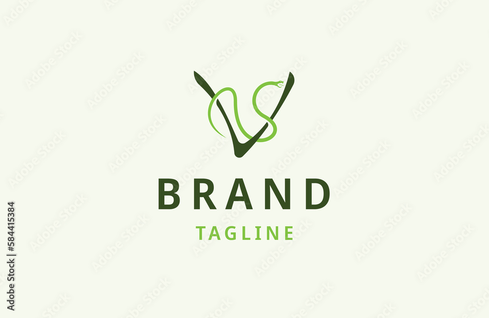 Fototapeta premium Letter v snake logo icon design template flat vector