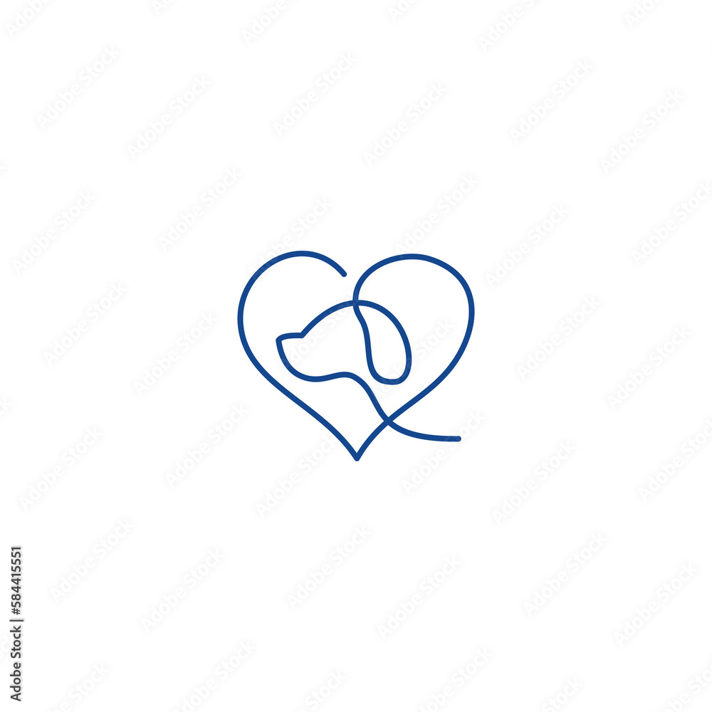 Dog Love Heart with cute puppy face vector illustration best used for pet care, pet friendly logo. Dog Love Heart with cute puppy face vector illustration best used for pet care, pet friendly logo.
