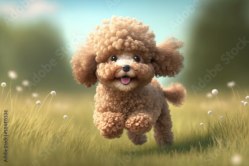 Cute Cartoon Poodle Running...
