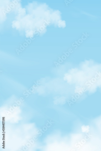 Blue sky with altostratus clouds background,Vector Cartoon sky with cirrus clouds,Backdrop background for Seasonal vertical banner Cloudy in Sunny day Spring or Summer.3d illustration Beautiful nature