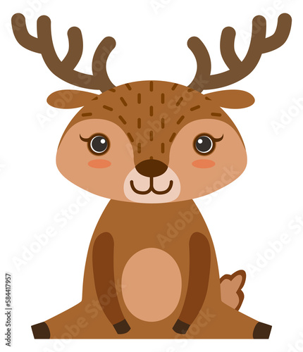 Baby deer. Cute cartoon animal. Forest character © ONYXprj