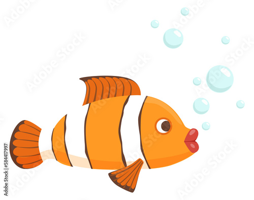 Clown fish underwater. Cartoon tropical fauna icon
