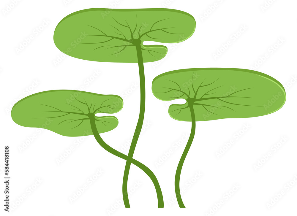 Green underwater plant icon. Cartoon marine flora