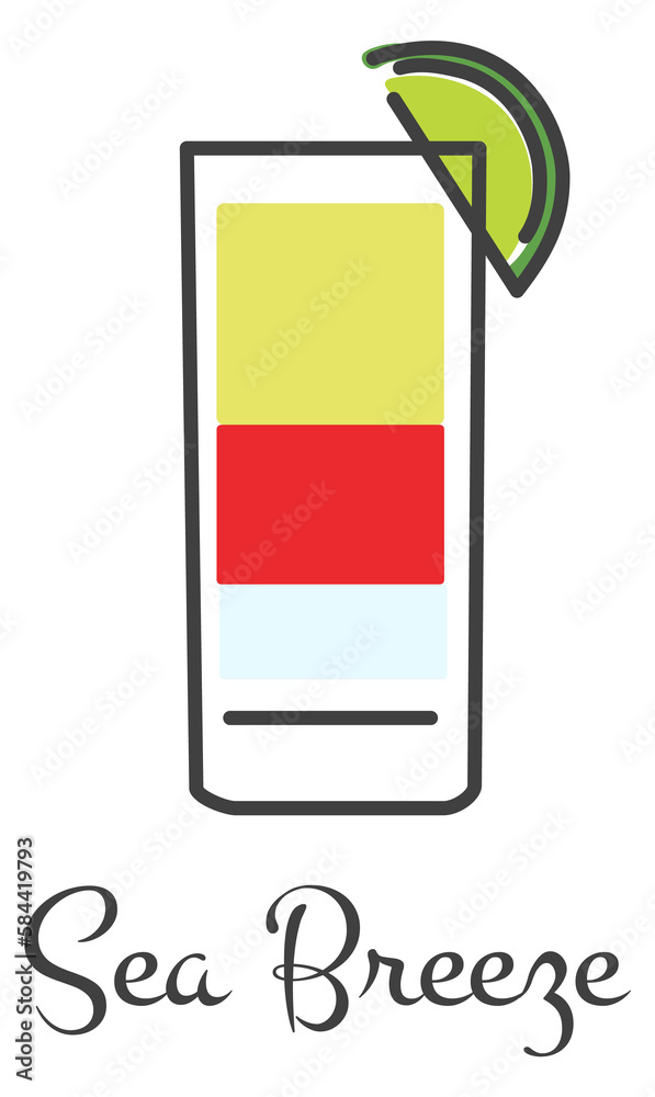 Sea breeze color icon. Summer vacation cocktail Sea breeze color icon. Summer vacation cocktail