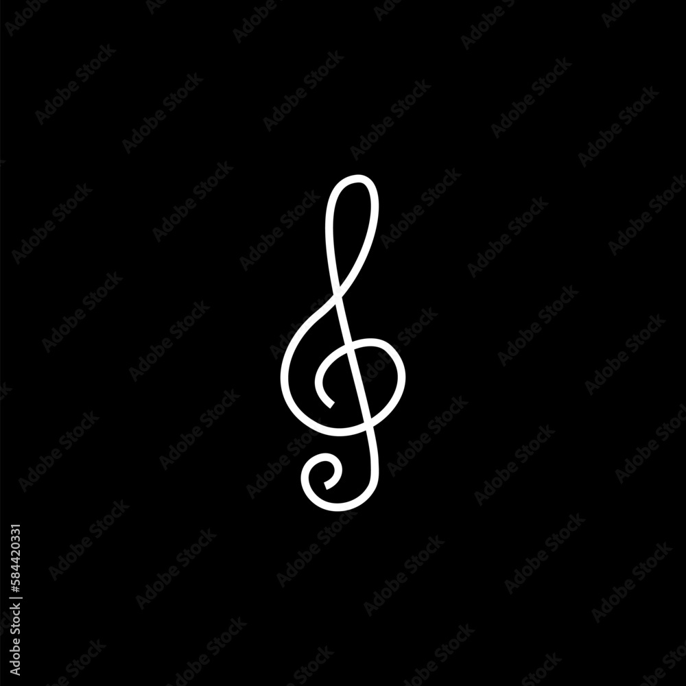 Treble Clef Black line icon isolated on black Treble Clef Black line icon isolated on black