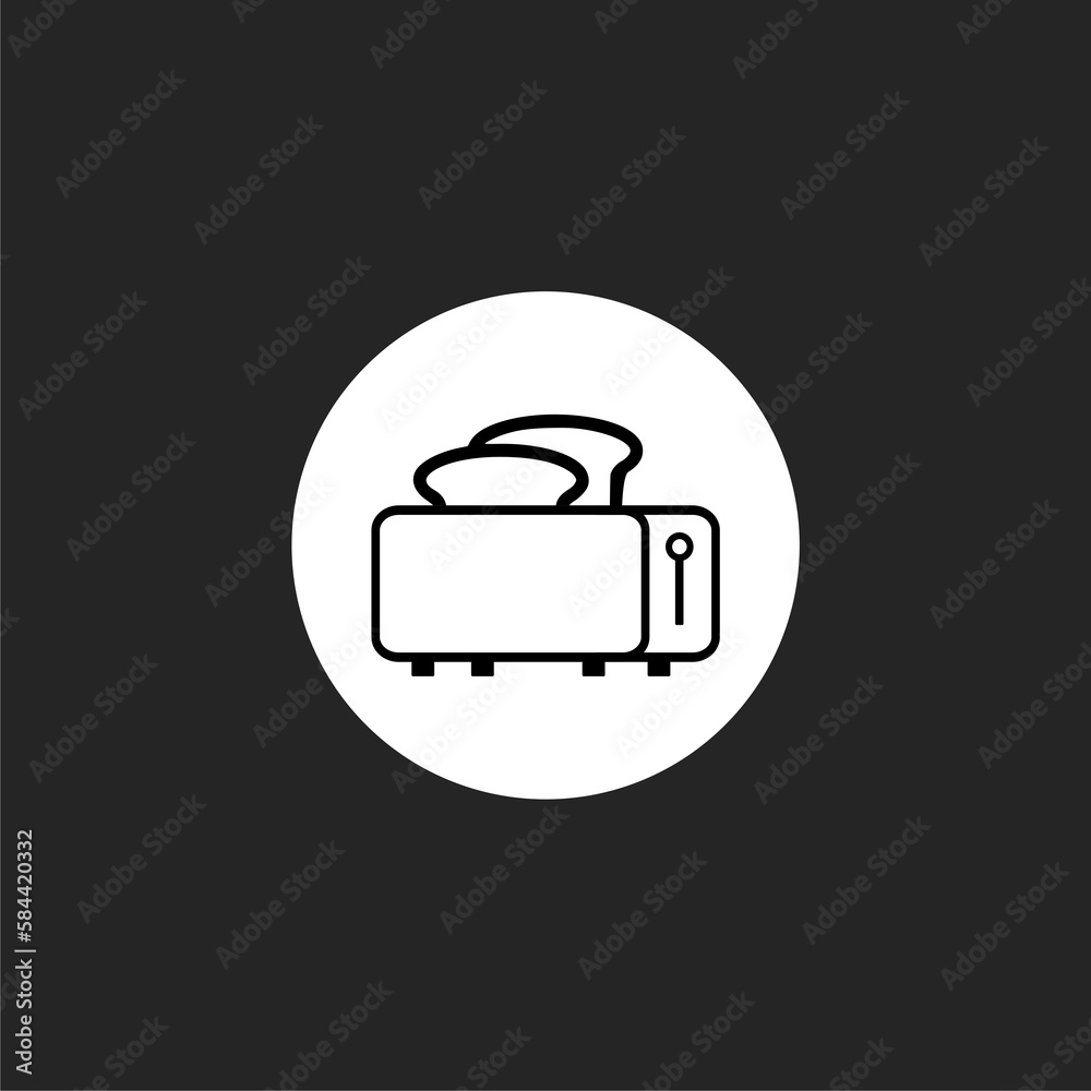 Cook toaster icon isolated on black Cook toaster icon isolated on black