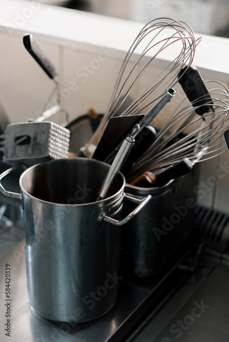 professional kitchen in a hotel restaurant kitchen utensils interior Cooking