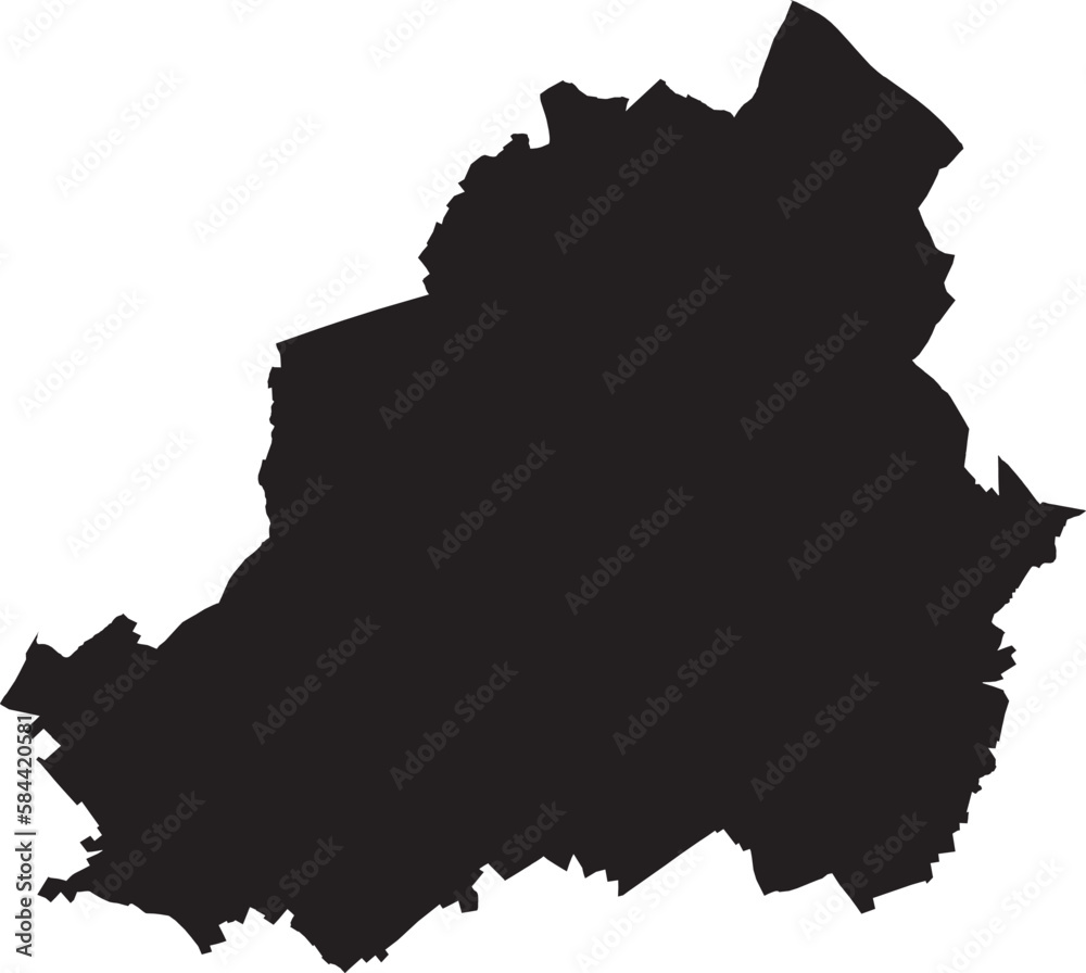 Black flat blank vector map of the Belgian city of LA LOUVIÈRE, BELGIUM