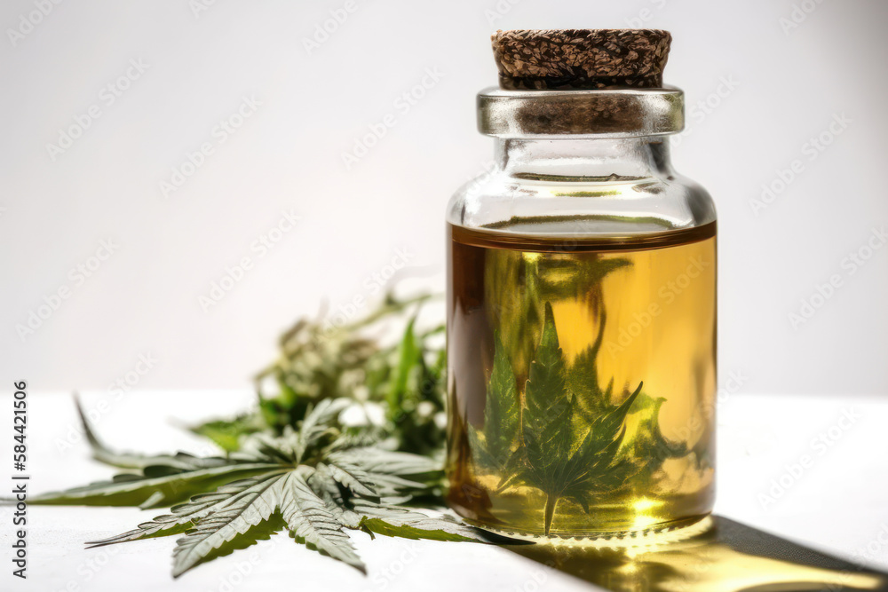 marijuana medicinal oil in small bottle Generative AI marijuana medicinal oil in small bottle Generative AI