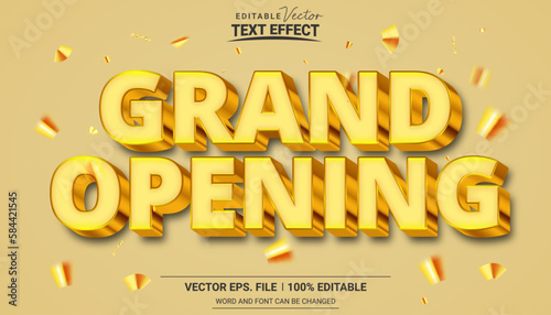Grand opening shining gold editable 3d vector text effect