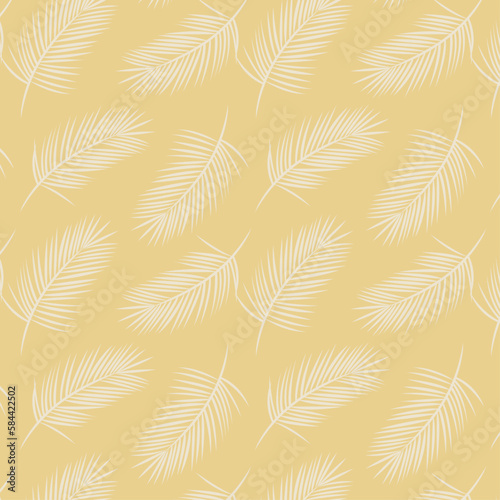 Simple summer vector seamless pattern with leaves and palms