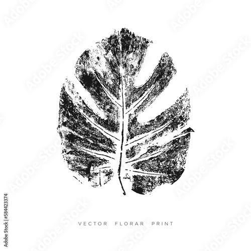 Vector abstract floral print. Black and white template image for card, poster.