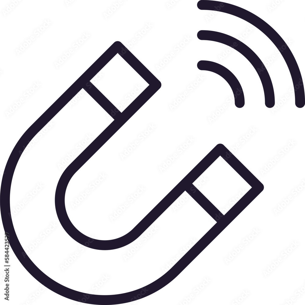 Single line icon of magnet on isolated white background. High quality editable stroke for mobile apps, web design, websites, online shops etc. Single line icon of magnet on isolated white background. High quality editable stroke for mobile apps, web design, websites, online shops etc.