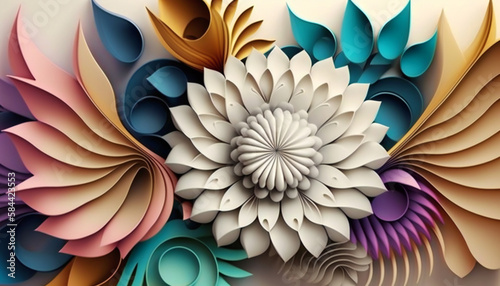 Abstract cut paper flowers. ai