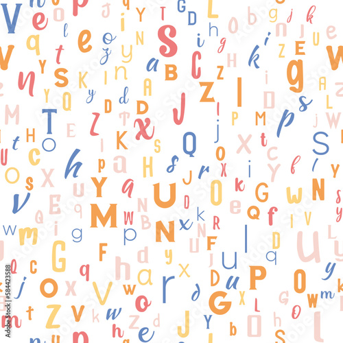 Letters, alphabet, education, school concept. Seamless vector EPS 10 pattern. Flat style 
