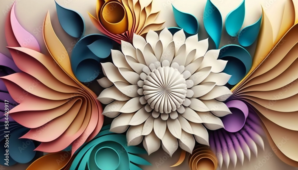 Abstract cut paper flowers. ai Abstract cut paper flowers. ai