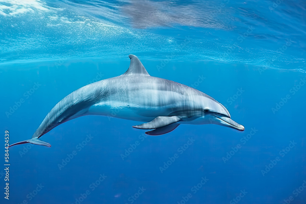 generative ai illustration of a bottlenose dolphin underwater generative ai illustration of a bottlenose dolphin underwater