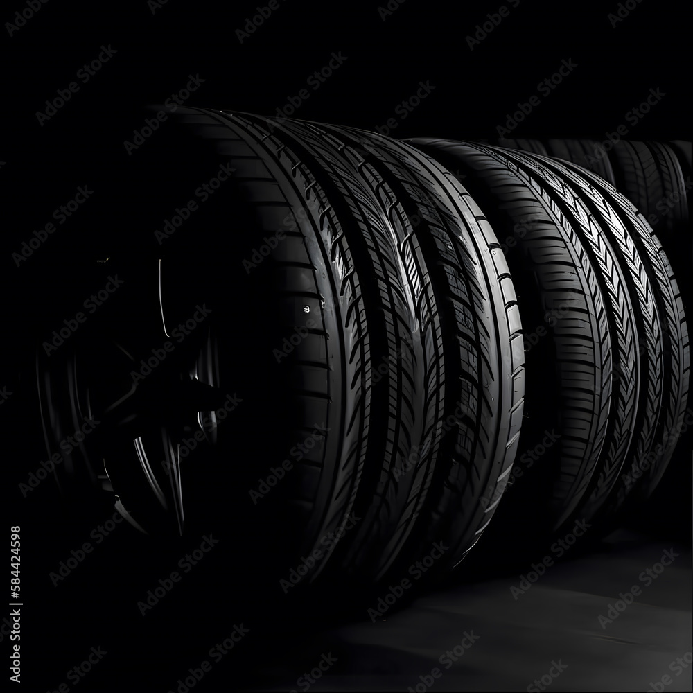 Car tire background created with Generative AI technology. Car tire background created with Generative AI technology.