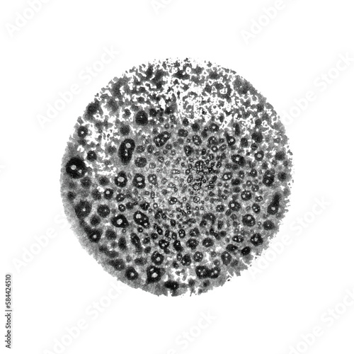 Abstract vector hand drawn circle. Black ink on white background. Textured round shape.
