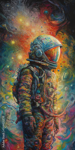 Colorful Art of astronaut, Created With generative AI