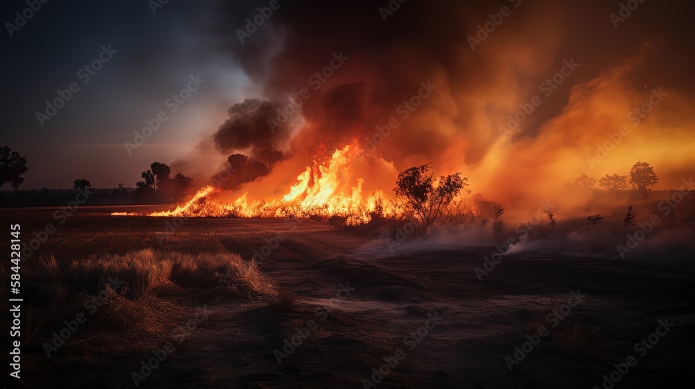 custom made wallpaper toronto digitalforest fire line burning on ground, Generative Ai