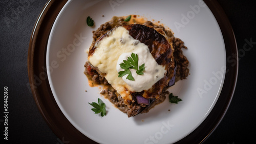 A mouth-watering photo of a classic Greek moussaka