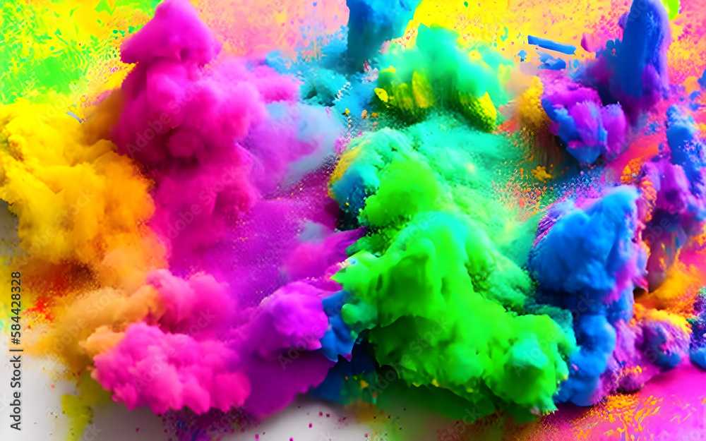 Colorful holi powder explosion created with generative ai