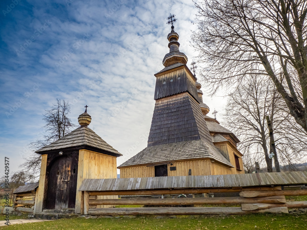 Historical wooden church in Ladomirova, Slovakia