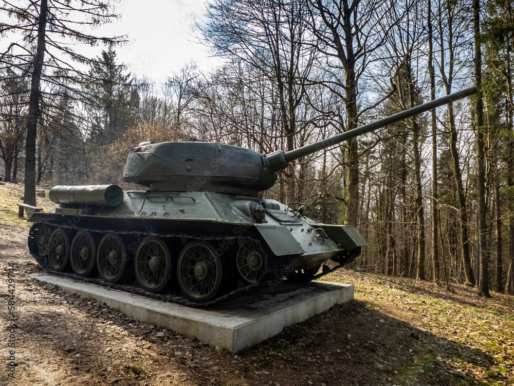 Wwii Russian Tank T 34 Monument In Slovakia Stock Photo Adobe Stock