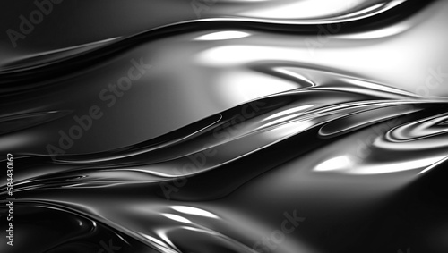 metallic gradient background with texture of molten liquid silver. Generative AI illustration © alexkoral