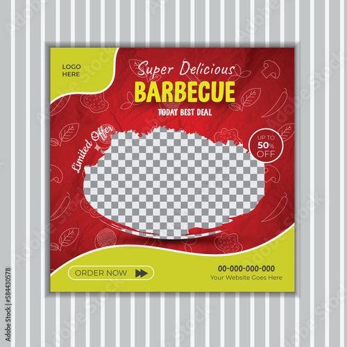 Delicious barbecue social media and instagram post design template 